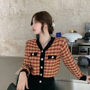 Contrast trim tweed jacket